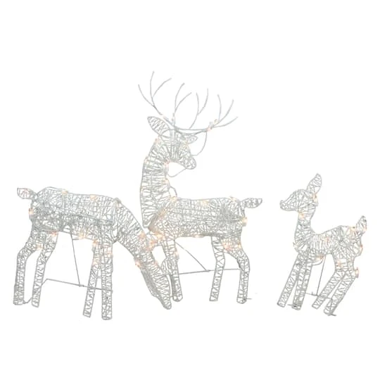 Northlight White Glittered Doe, Fawn & Reindeer Lighted Christmas Decoration 4 Northlight White Glittered Doe, Fawn & Reindeer Lighted Christmas Decoration - Image 2