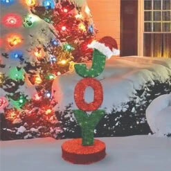 Northlight 3.5ft. Rotating Red & Green Lighted JOY Christmas Sign -Christmas Designers Store D253975S 13