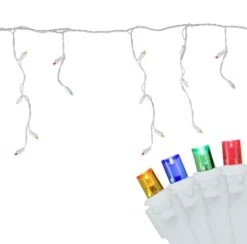 Northlight 100ct. LED Wide Angle Icicle Christmas Lights With White Wire Multicolor -Christmas Designers Store D254013S 12