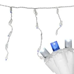 Northlight 100ct. LED Wide Angle Icicle Christmas Lights With White Wire Blue/Pure White 15 Northlight 100ct. LED Wide Angle Icicle Christmas Lights With White Wire Blue/Pure White -Christmas Designers Store D254028S 12
