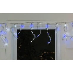 Northlight 100ct. LED Wide Angle Icicle Christmas Lights With White Wire Blue/Pure White 16 Northlight 100ct. LED Wide Angle Icicle Christmas Lights With White Wire Blue/Pure White -Christmas Designers Store D254028S 13