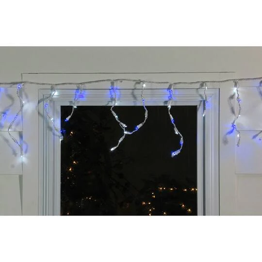 Northlight 100ct. LED Wide Angle Icicle Christmas Lights With White Wire Blue/Pure White 9 Northlight 100ct. LED Wide Angle Icicle Christmas Lights With White Wire Blue/Pure White - Image 7