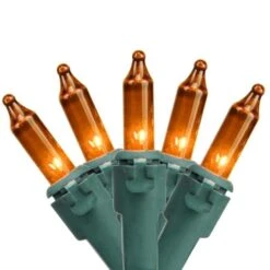 Northlight 100ct. Mini Christmas String Lights With Green Wire Orange -Christmas Designers Store D254033S 1 1