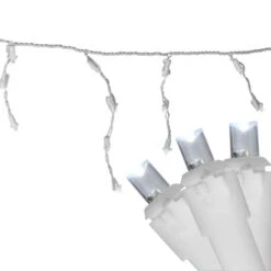 Northlight 100ct. LED Wide Angle Icicle Christmas Lights With White Wire Pure White -Christmas Designers Store D254054S 1 1