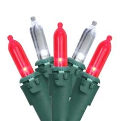 Northlight 100ct. LED Mini Christmas Lights With Green Wire Red/White -Christmas Designers Store D254057S 1 1