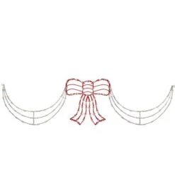 Northlight Lighted Red & White Bow Swag Christmas Decoration -Christmas Designers Store D254059S 1 1