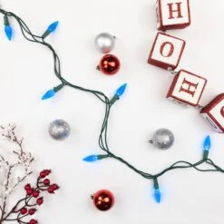 Northlight 70ct. LED Faceted C6 Christmas String Lights Blue 17 Northlight 70ct. LED Faceted C6 Christmas String Lights Blue -Christmas Designers Store D254077S 13