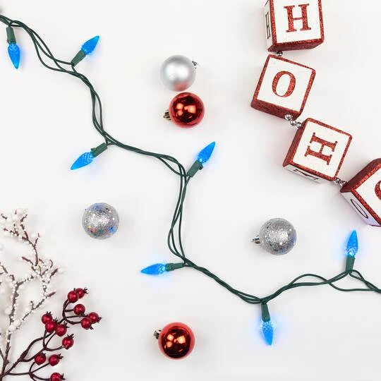 Northlight 70ct. LED Faceted C6 Christmas String Lights Blue 9 Northlight 70ct. LED Faceted C6 Christmas String Lights Blue - Image 7