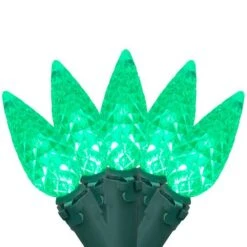 Northlight 70ct. LED Faceted C6 Christmas String Lights Green 18 Northlight 70ct. LED Faceted C6 Christmas String Lights Green -Christmas Designers Store D254079S 1 1
