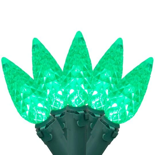 Northlight 70ct. LED Faceted C6 Christmas String Lights Green 3 Northlight 70ct. LED Faceted C6 Christmas String Lights Green