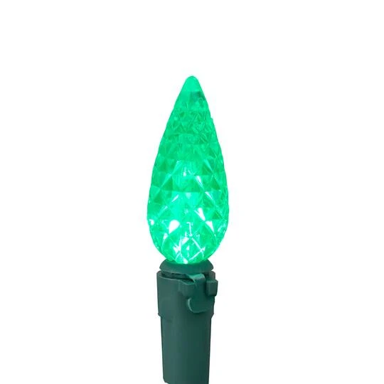 Northlight 70ct. LED Faceted C6 Christmas String Lights Green 14 Northlight 70ct. LED Faceted C6 Christmas String Lights Green - Image 12