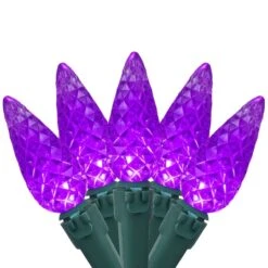 Northlight 70ct. LED Faceted C6 Christmas String Lights Purple -Christmas Designers Store D254082S 1 1