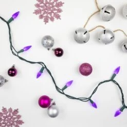 Northlight 70ct. LED Faceted C6 Christmas String Lights Purple -Christmas Designers Store D254082S 3