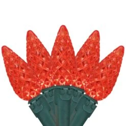 Northlight 70ct. LED Faceted C6 Christmas String Lights Red -Christmas Designers Store D254083S 1 1