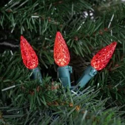Northlight 70ct. LED Faceted C6 Christmas String Lights Red -Christmas Designers Store D254083S 12