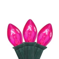 Northlight 25ct. C7 Christmas String Lights With Green Wire Pink -Christmas Designers Store D254089S 11