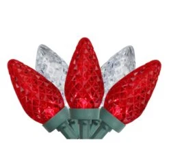 Northlight 100ct. Faceted LED C9 Christmas String Lights Red/Pure White 14 Northlight 100ct. Faceted LED C9 Christmas String Lights Red/Pure White -Christmas Designers Store D254097S 1 1