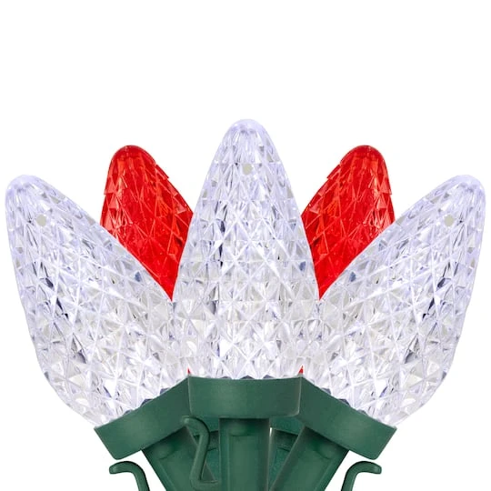 Northlight 100ct. Faceted LED C9 Christmas String Lights Red/Pure White 7 Northlight 100ct. Faceted LED C9 Christmas String Lights Red/Pure White - Image 5