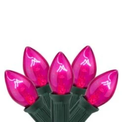 Northlight 25ct. C9 Christmas String Lights With Green Wire Pink -Christmas Designers Store D254099S 13