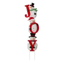 Glitzhome® 48" JOY Snowman Yard Stake, Horizontal Or Vertical 12 Glitzhome® 48" JOY Snowman Yard Stake, Horizontal Or Vertical -Christmas Designers Store D254126S 1 1
