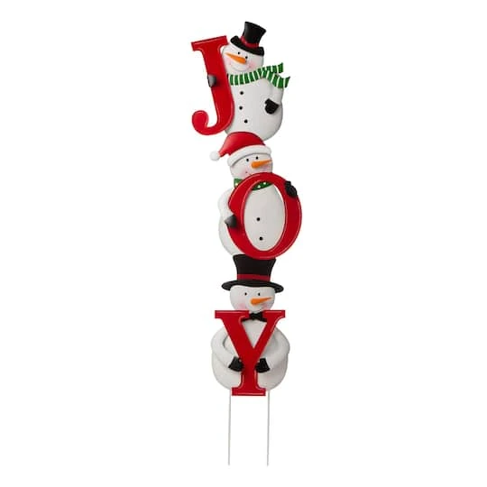 Glitzhome® 48" JOY Snowman Yard Stake, Horizontal Or Vertical 3 Glitzhome® 48" JOY Snowman Yard Stake, Horizontal Or Vertical
