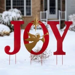 Glitzhome® 36" JOY Angel Yard Stake, Wall Or Standing Décor 13 Glitzhome® 36" JOY Angel Yard Stake, Wall Or Standing Décor -Christmas Designers Store D254133S 2