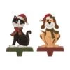 Glitzhome® 8" Wooden Metal Cat And Dog Stocking Holder Set 1 Glitzhome® 8" Wooden Metal Cat And Dog Stocking Holder Set -Christmas Designers Store D254137S 1