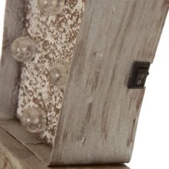 Glitzhome® 7.5" Pre-Lit Marquee Wooden Metal LED Gift Box Stocking Holder, 2ct. -Christmas Designers Store D254143S 6