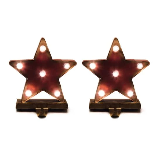Glitzhome® 7.5" Marquee LED Star Stocking Holder, 2ct. 4 Glitzhome® 7.5" Marquee LED Star Stocking Holder, 2ct. - Image 2