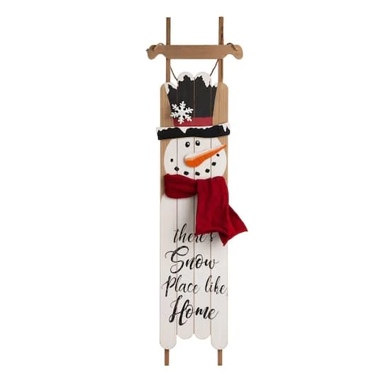 Glitzhome® 3.5ft. Wooden Christmas Snowman Porch Sign 3 Glitzhome® 3.5ft. Wooden Christmas Snowman Porch Sign