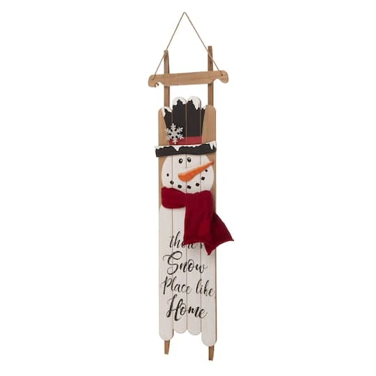 Glitzhome® 3.5ft. Wooden Christmas Snowman Porch Sign 6 Glitzhome® 3.5ft. Wooden Christmas Snowman Porch Sign - Image 4