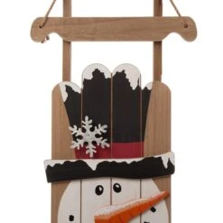 Glitzhome® 3.5ft. Wooden Christmas Snowman Porch Sign 18 Glitzhome® 3.5ft. Wooden Christmas Snowman Porch Sign -Christmas Designers Store D254147S 7