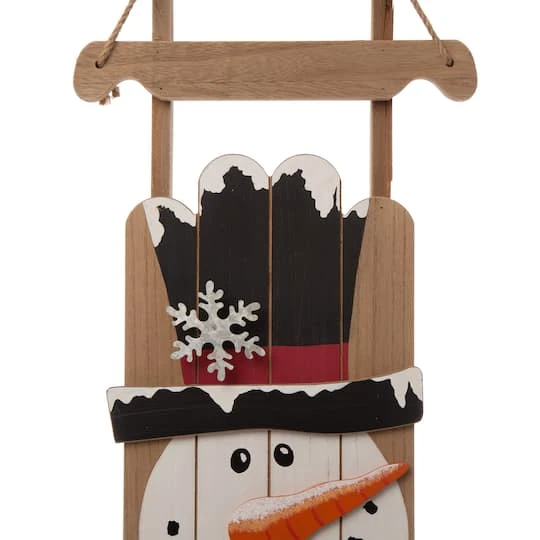 Glitzhome® 3.5ft. Wooden Christmas Snowman Porch Sign 10 Glitzhome® 3.5ft. Wooden Christmas Snowman Porch Sign - Image 8