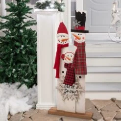 Glitzhome® 35" Wooden Snowman Family Porch Sign -Christmas Designers Store D254157S 2