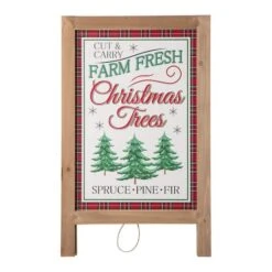 Glitzhome® 24" Wooden Christmas Trees Porch Sign -Christmas Designers Store D254158S 3