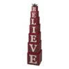 Glitzhome® 3.5ft. Wooden Plaid Believe Porch Décor 2 Glitzhome® 3.5ft. Wooden Plaid Believe Porch Décor -Christmas Designers Store D254160S 1