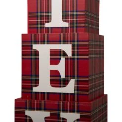 Glitzhome® 3.5ft. Wooden Plaid Believe Porch Décor -Christmas Designers Store D254160S 4