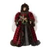 Glitzhome® 16" Red Plaid Faux Fur Angel Tree Topper