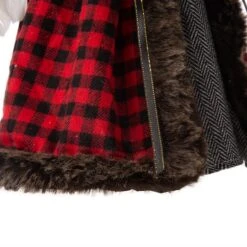 Glitzhome® 16" Red Plaid Faux Fur Angel Tree Topper -Christmas Designers Store D254165S 7