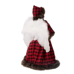 Glitzhome® 16" Red Plaid Faux Fur Angel Tree Topper -Christmas Designers Store D254165S 8