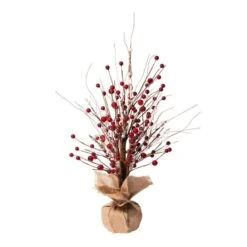 Glitzhome® Christmas Red Berry Table Tree -Christmas Designers Store D254177S 1 1