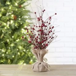 Glitzhome® Christmas Red Berry Table Tree -Christmas Designers Store D254177S 2