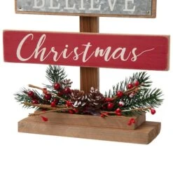 Glitzhome® 20" Wooden Christmas Tree Sign -Christmas Designers Store D254178S 5