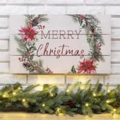 Glitzhome® Wooden Merry Christmas Wall Décor Accent -Christmas Designers Store D254192S 2