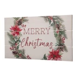 Glitzhome® Wooden Merry Christmas Wall Décor Accent -Christmas Designers Store D254192S 3
