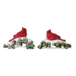 Melrose 3.75" Red Cardinal On Branch Figure Set