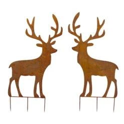 Melrose 4ft. Brown Iron Deer Cut-Out Stake Set