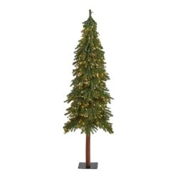 6ft. Pre-Lit Grand Alpine Artificial Christmas Tree, Clear LED Lights