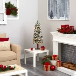 3ft. Pre-Lit Flocked Grand Alpine Artificial Christmas Tree, Clear LED Lights -Christmas Designers Store D255829S 6