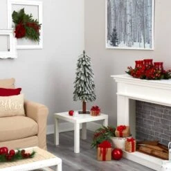 3ft. Pre-Lit Flocked Grand Alpine Artificial Christmas Tree, Clear LED Lights -Christmas Designers Store D255829S 7